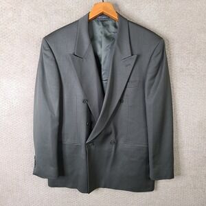 Jones New York Jacket Mens 42R Gray Double Breasted Wool Blazer Charcoal